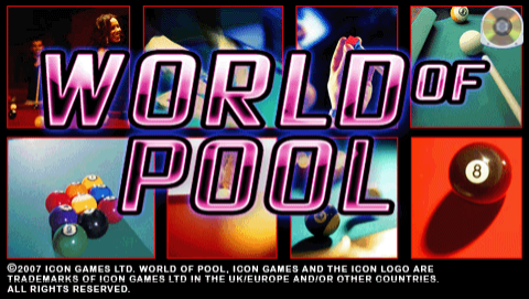 World of Pool title screen for PSP